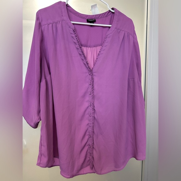 torrid Tops - Torrid Harper - Lavender Ruffle Georgette Blouse size 2X